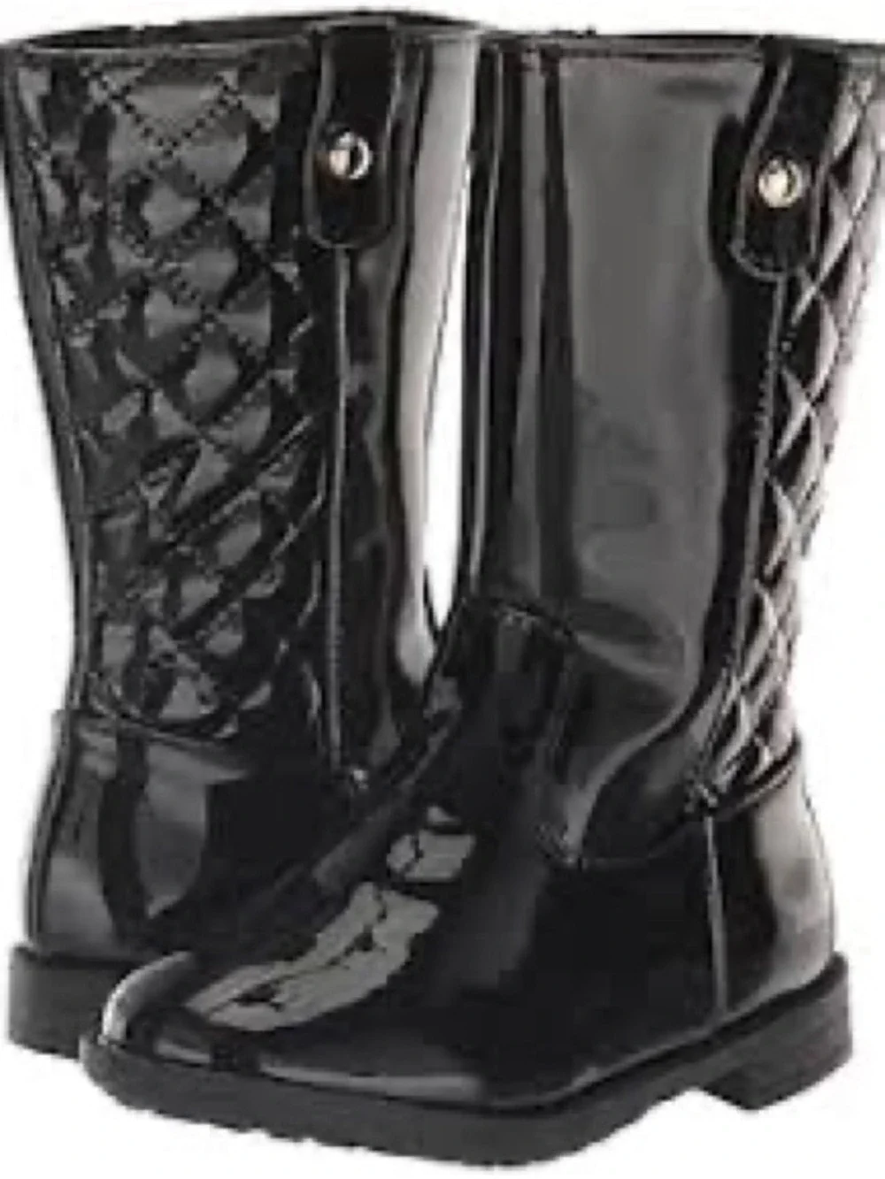 Gymboree Girls Black Patent Quilted Riding Boots Size 6